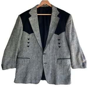 Vtg Pagano West Blazer Sport Coat Men 46 Gray Rockabilly Western Jacket USA 90s‎